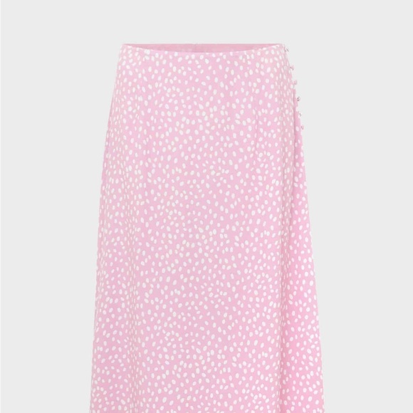 Hobbs London gabrielle pink spotted printed midi skirt - Picture 2 of 11